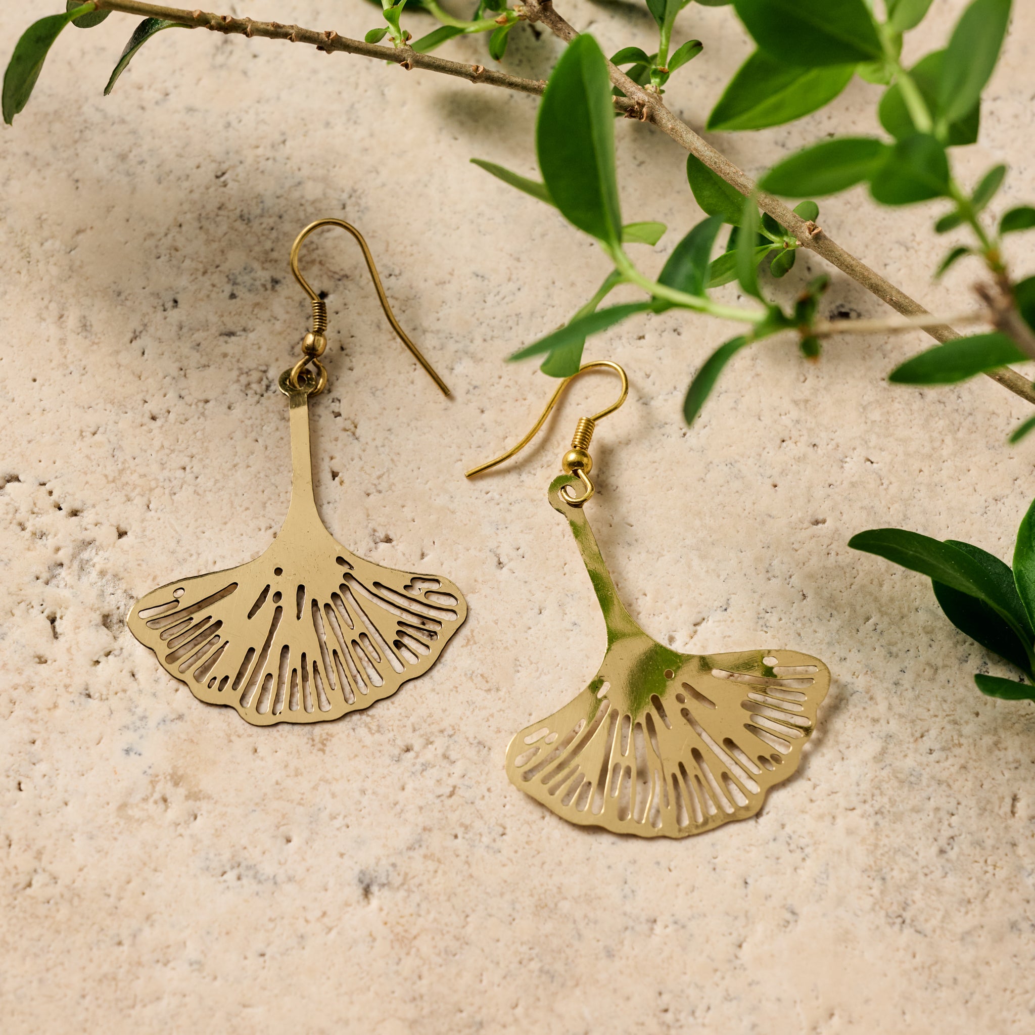 Ginkgo Leaf Dangle Earrings - Ten Thousand Villages
