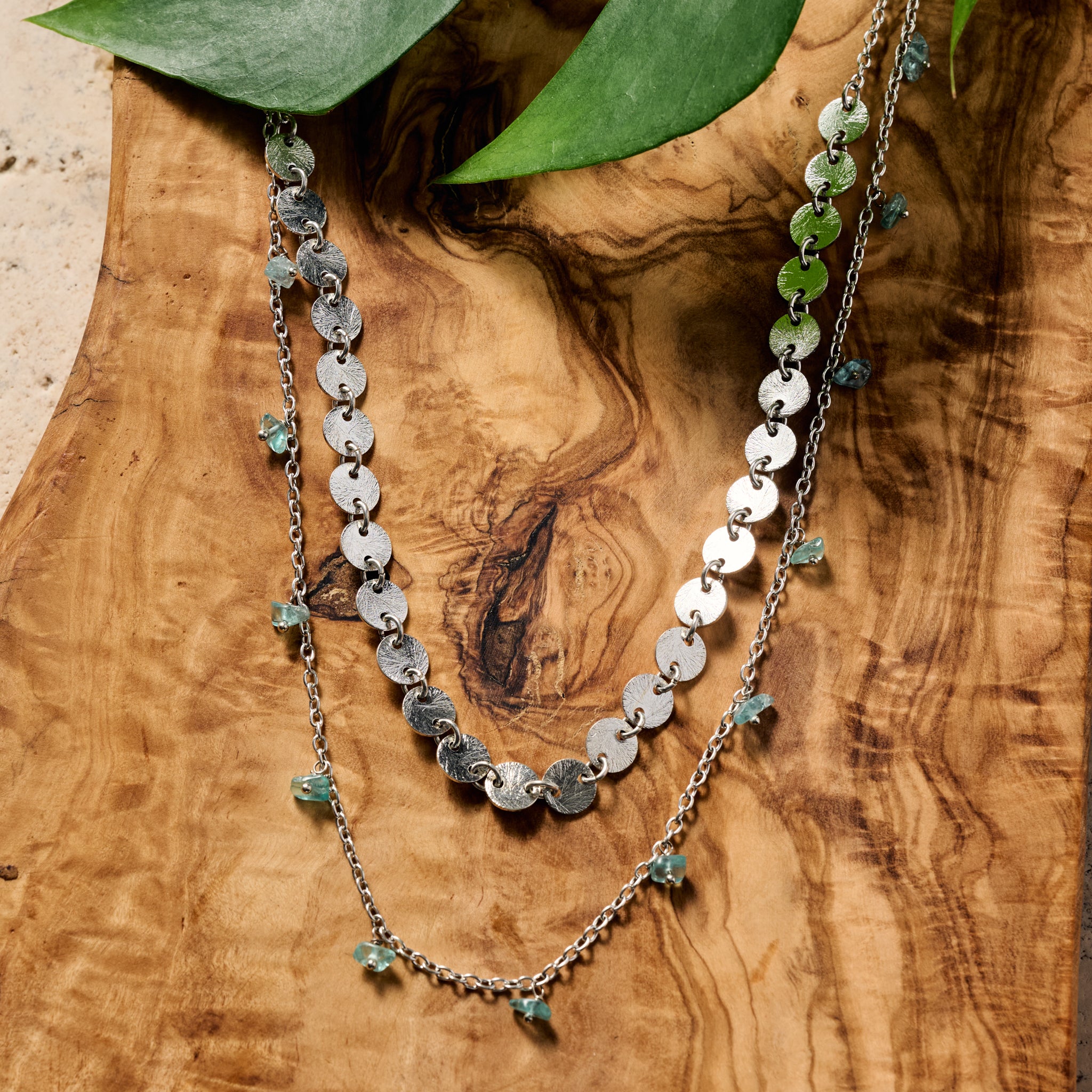 Dohara Disc and Stone Necklace - Ten Thousand Villages
