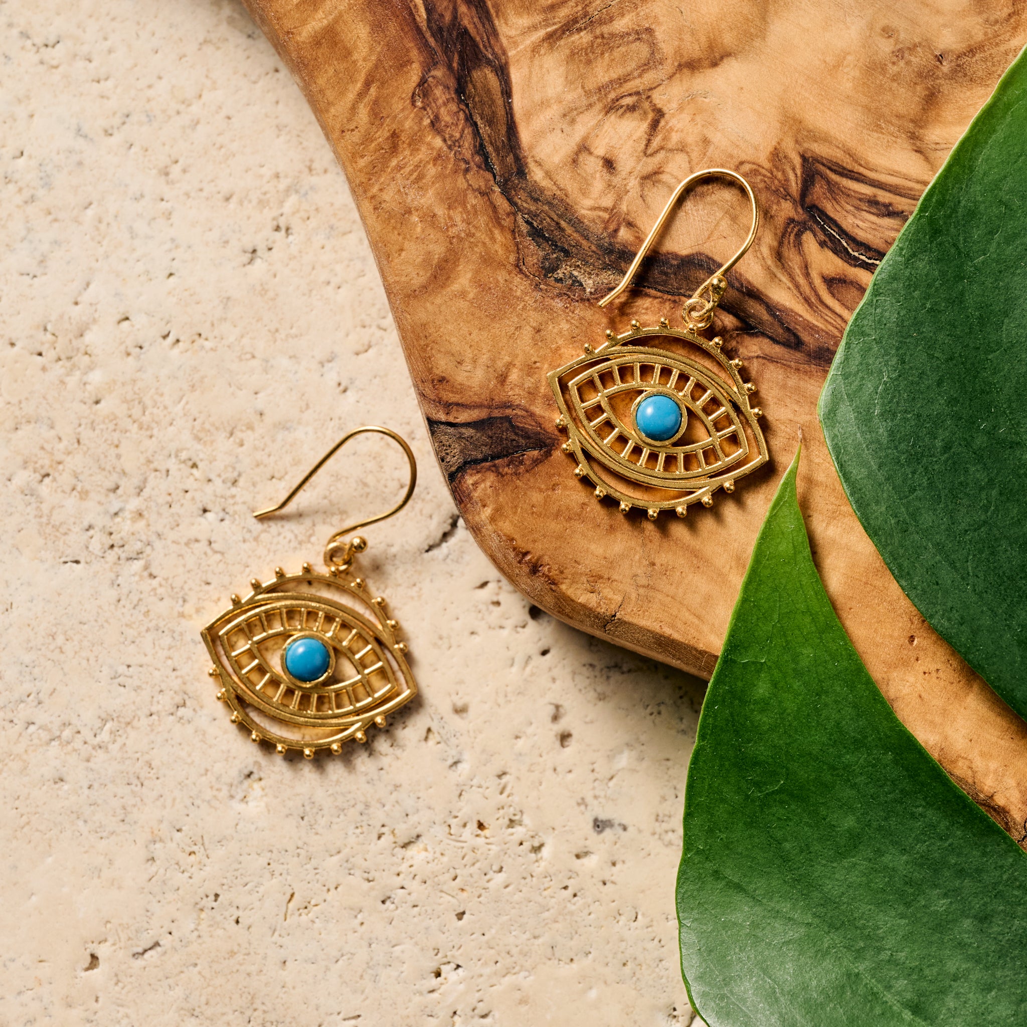 Firoza Evil Eye Dangle Earrings - Ten Thousand Villages