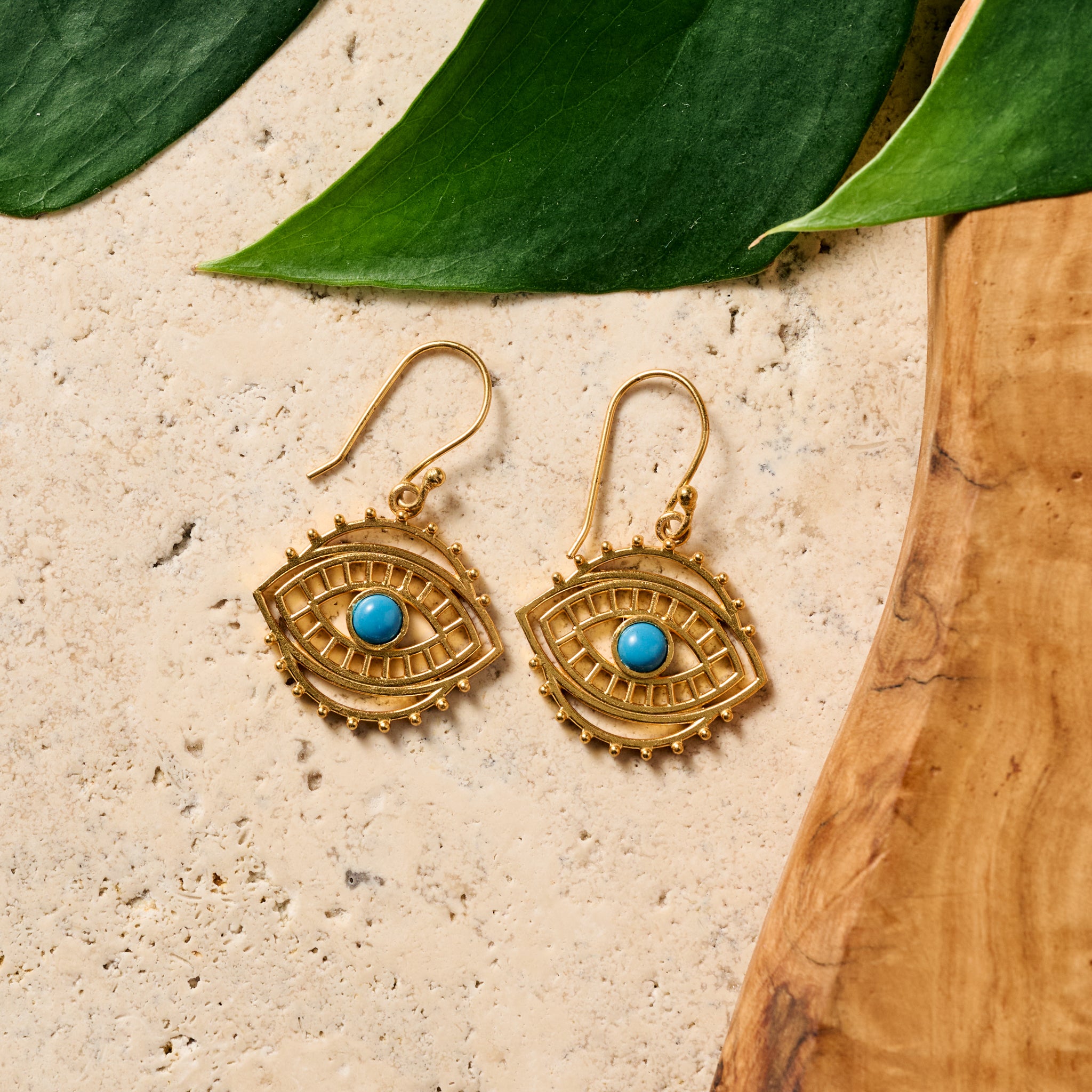 Firoza Evil Eye Dangle Earrings - Ten Thousand Villages
