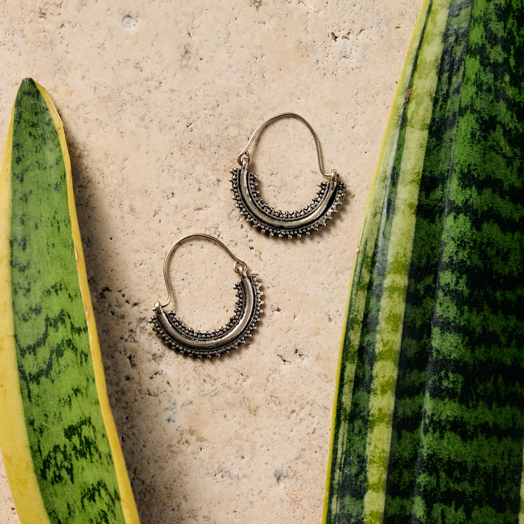 Manake Silvertone Arc Dangle Earrings - Ten Thousand Villages