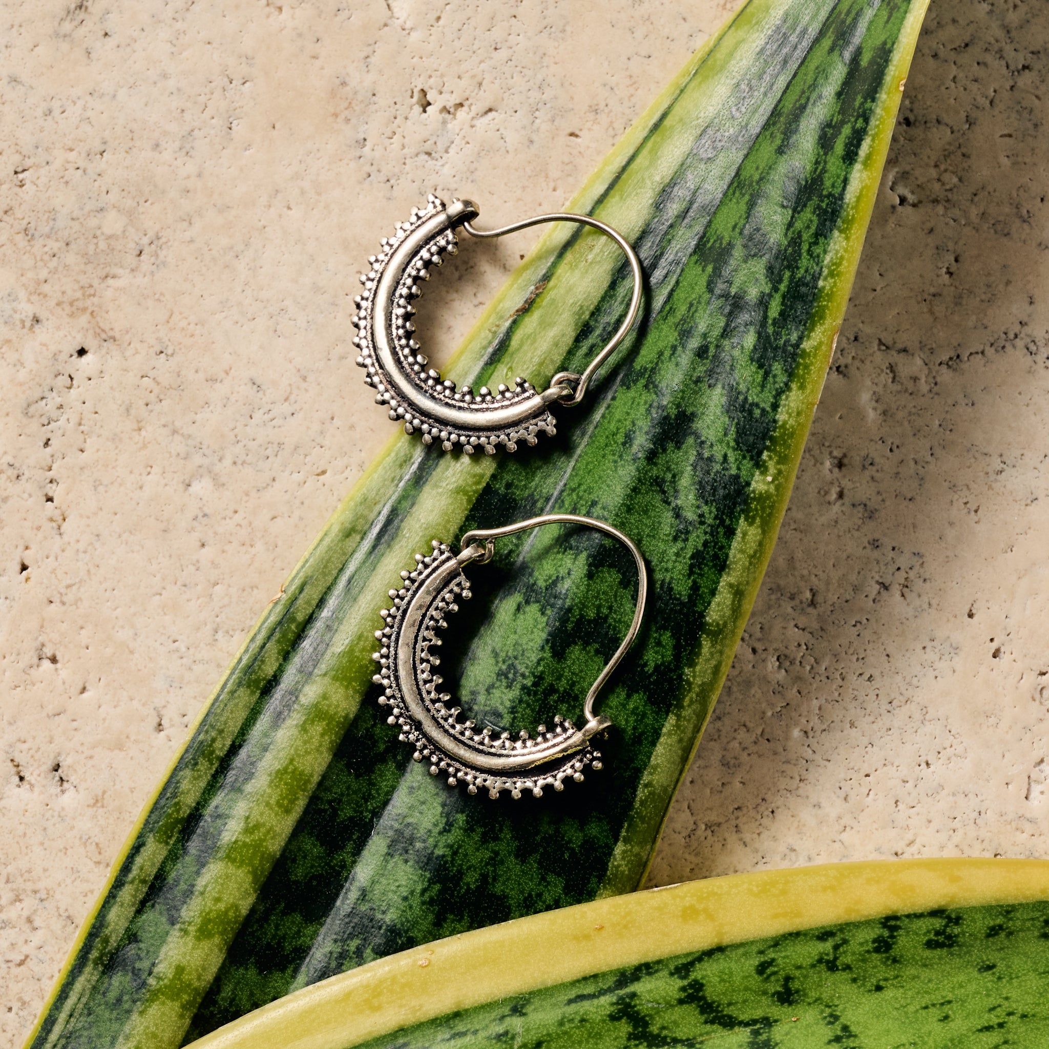 Manake Silvertone Arc Dangle Earrings - Ten Thousand Villages