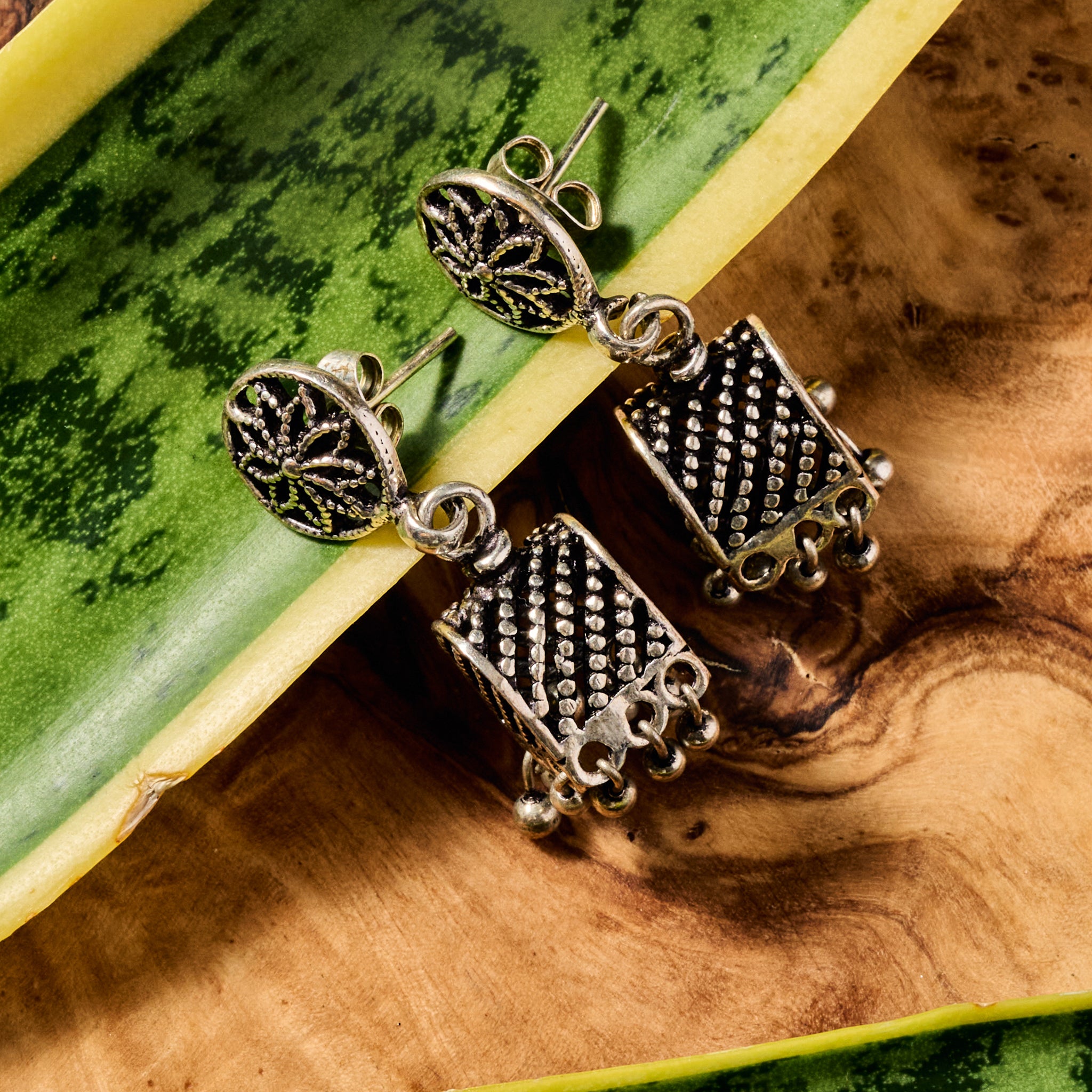 Dohara Silvertone Jhumka Drop Earrings - Ten Thousand Villages
