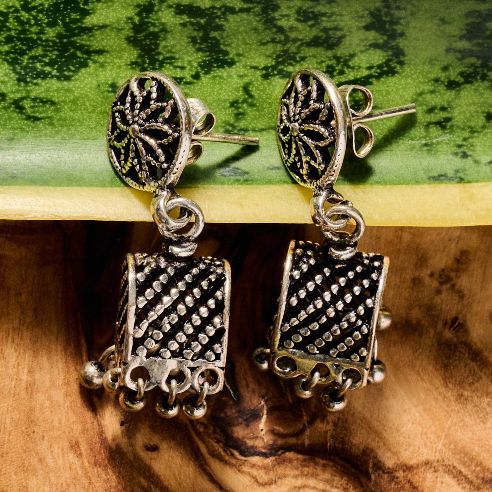 Dohara Silvertone Jhumka Drop Earrings - Ten Thousand Villages