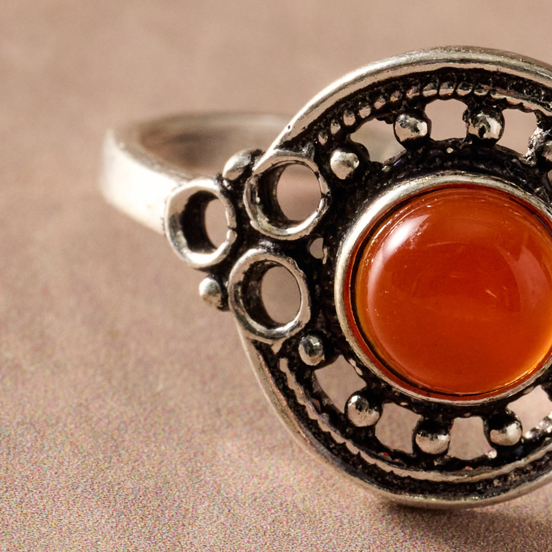 Ghera Adjustable Silvertone Onyx Stone Ring - Ten Thousand Villages