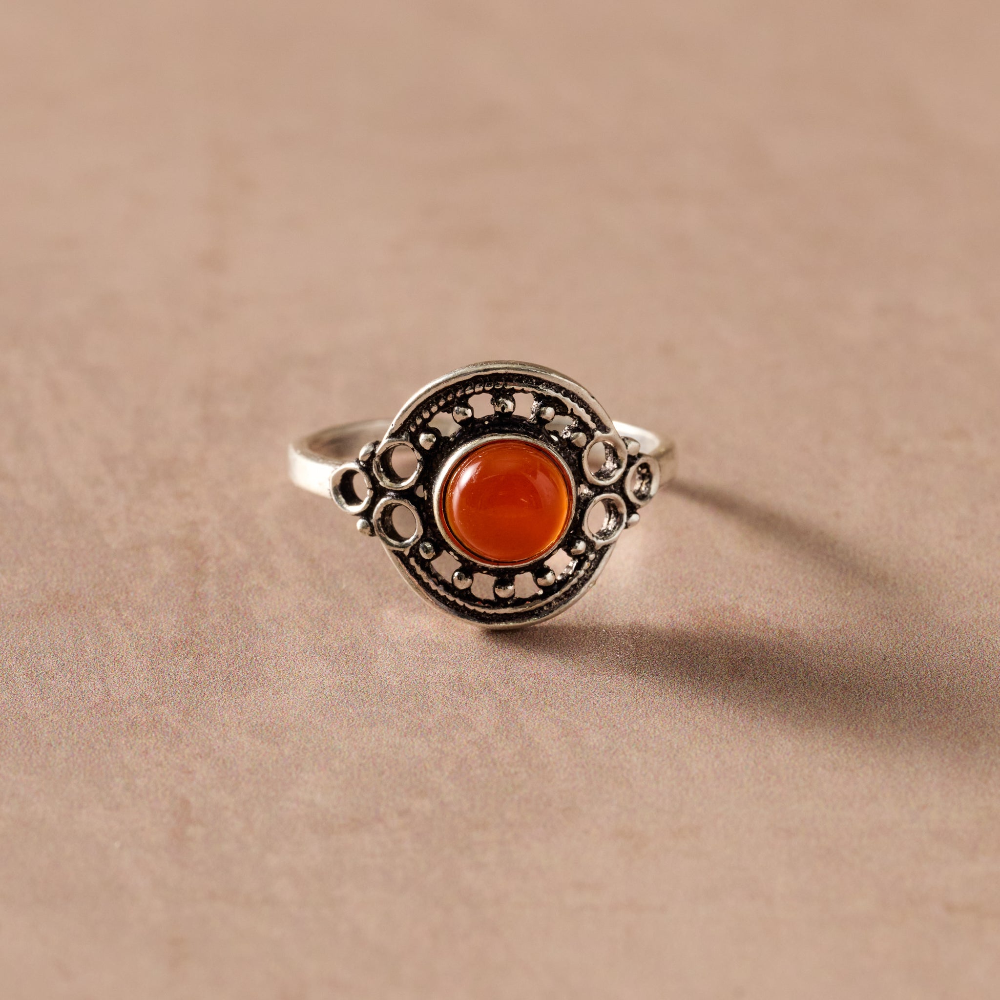 Ghera Adjustable Silvertone Onyx Stone Ring - Ten Thousand Villages