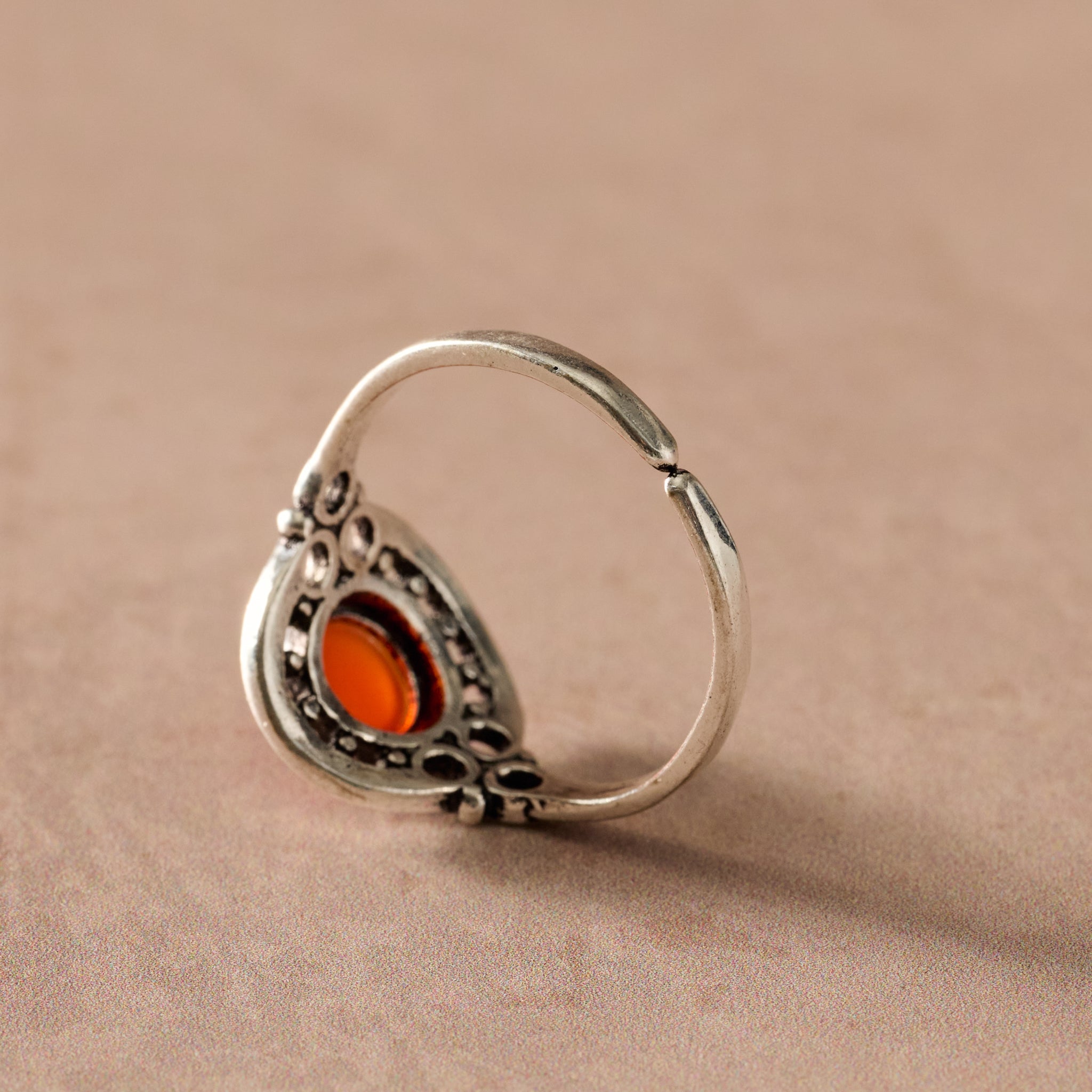 Ghera Adjustable Silvertone Onyx Stone Ring - Ten Thousand Villages