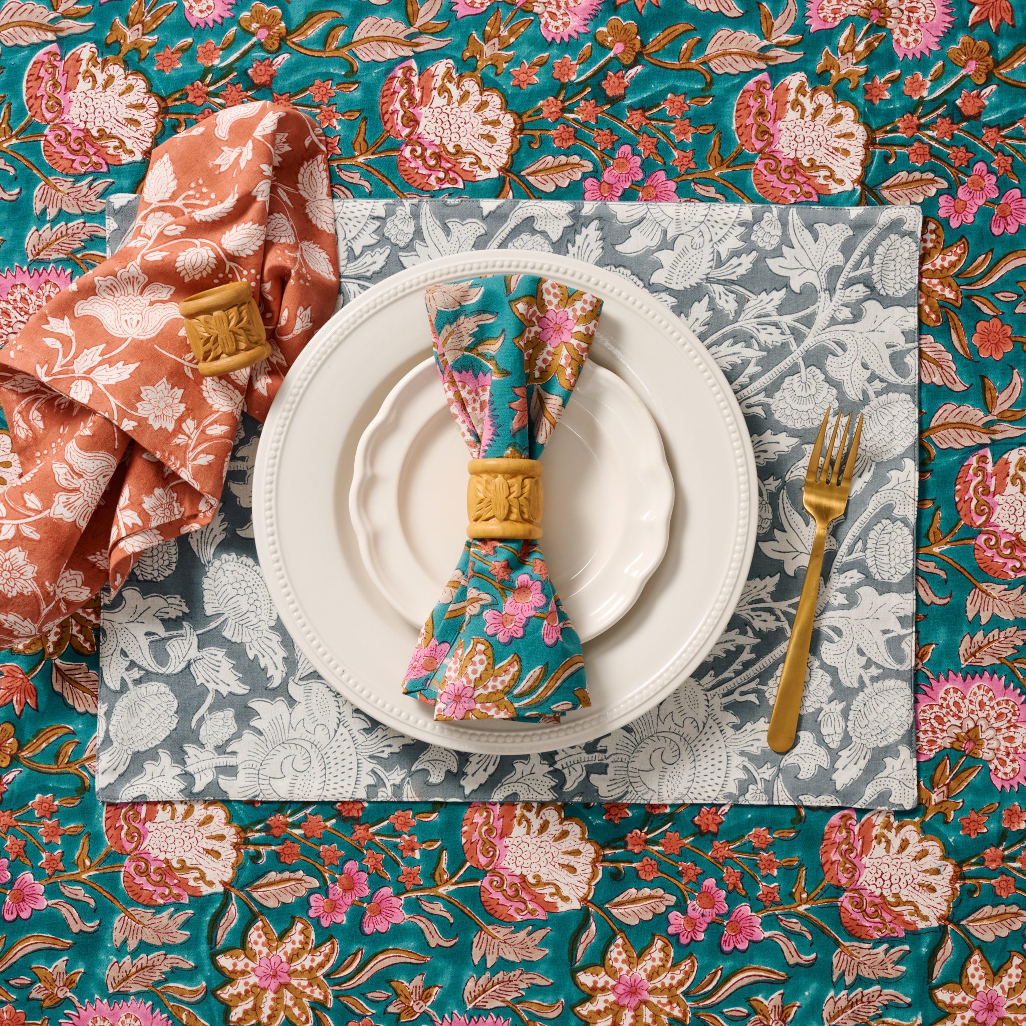 Lotus Blossom Carved Wood Napkin Rings - Ten Thousand Villages