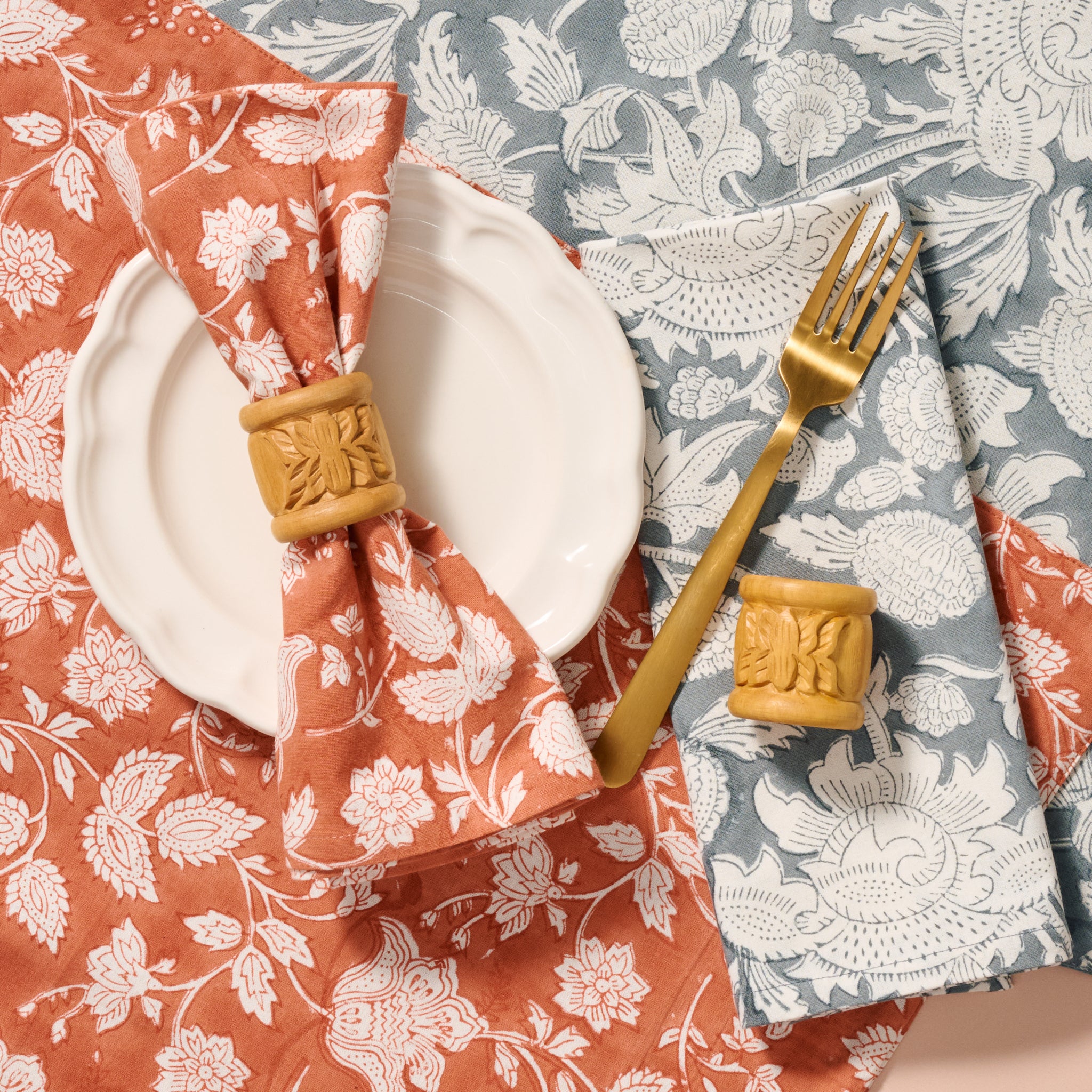 Lotus Blossom Carved Wood Napkin Rings - Ten Thousand Villages