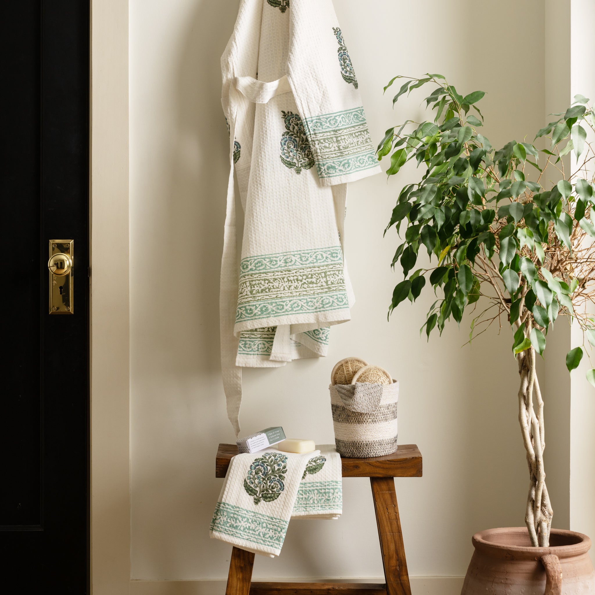 Pera Cotton Blockprint Hand Towel Set - Ten Thousand Villages