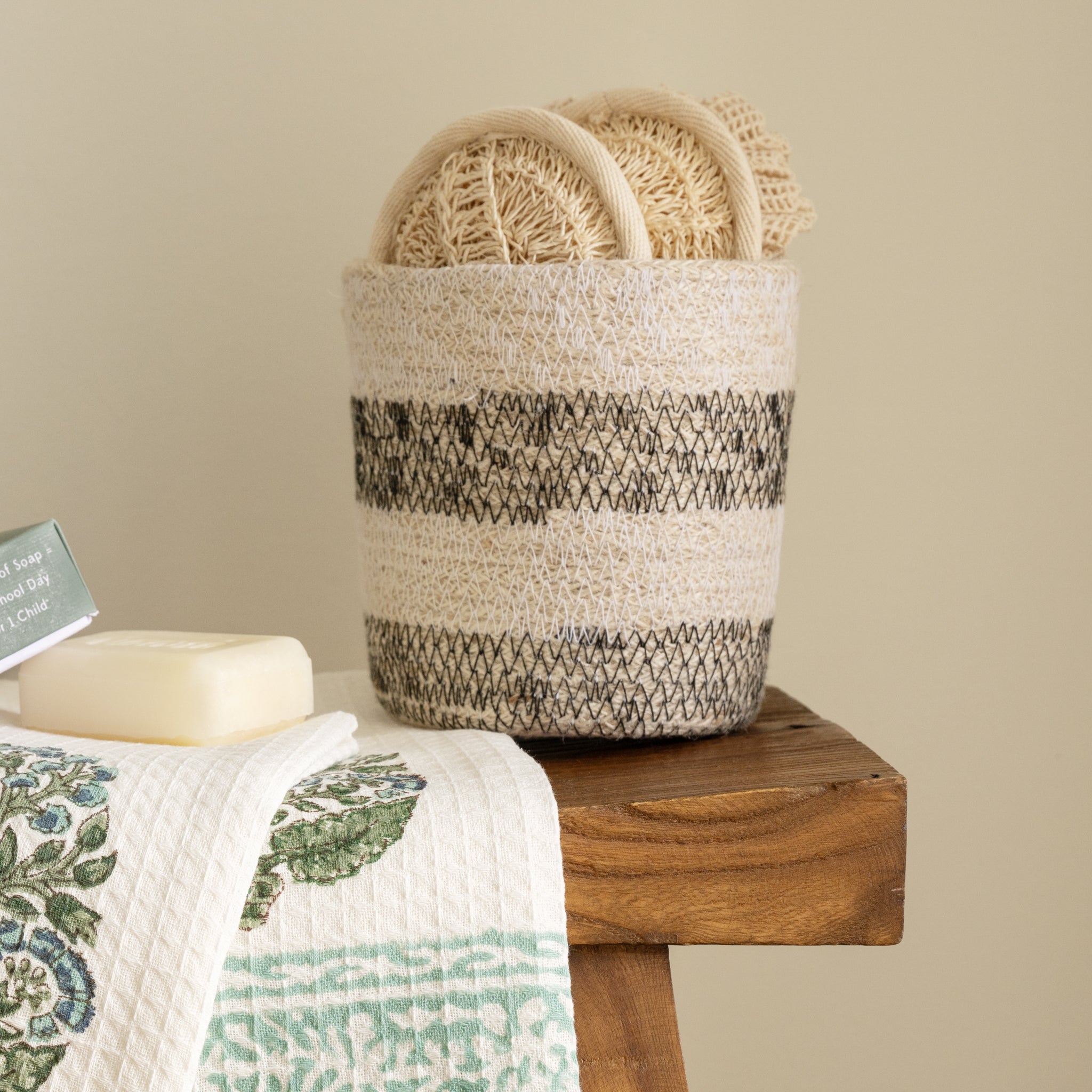 Dorakata Stitched Jute Basket - 5.5"H - Ten Thousand Villages