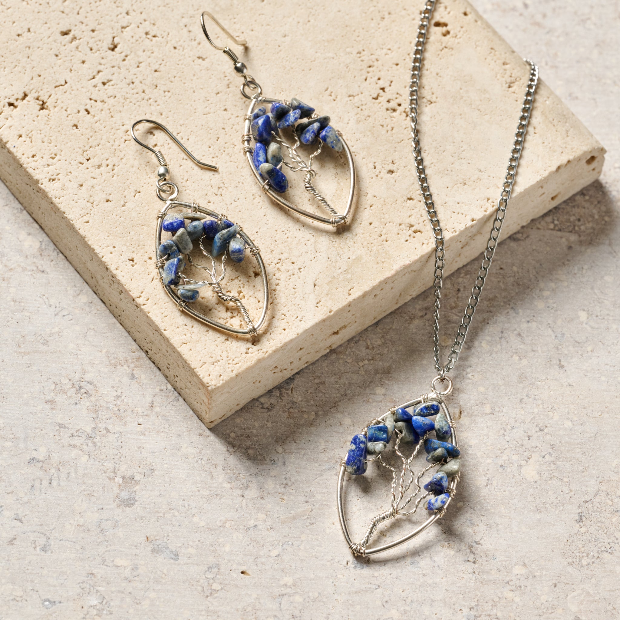 Lapis Tree Drop Earrings - Ten Thousand Villages