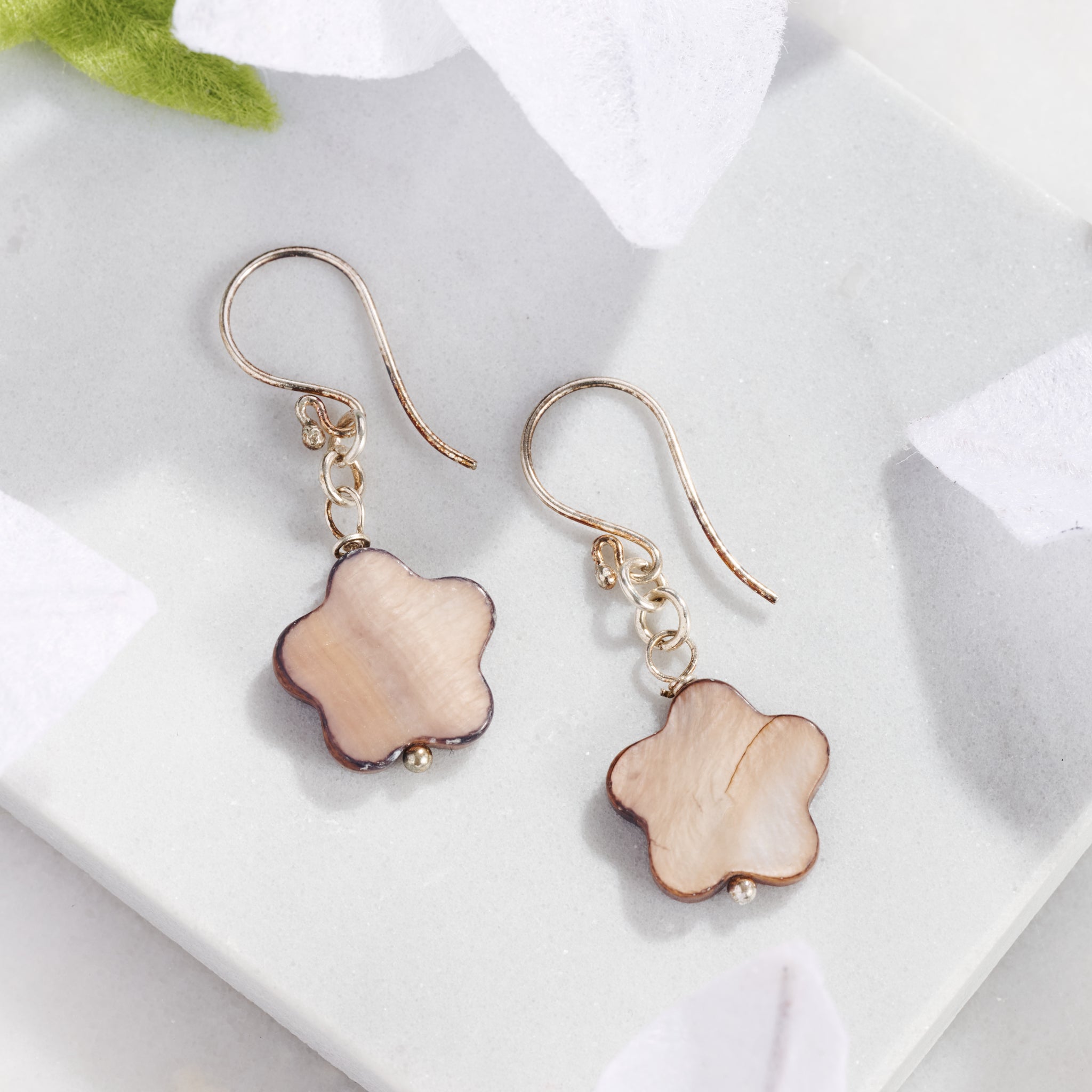 Kudu Mother of Pearl Earrings - Ten Thousand Villages