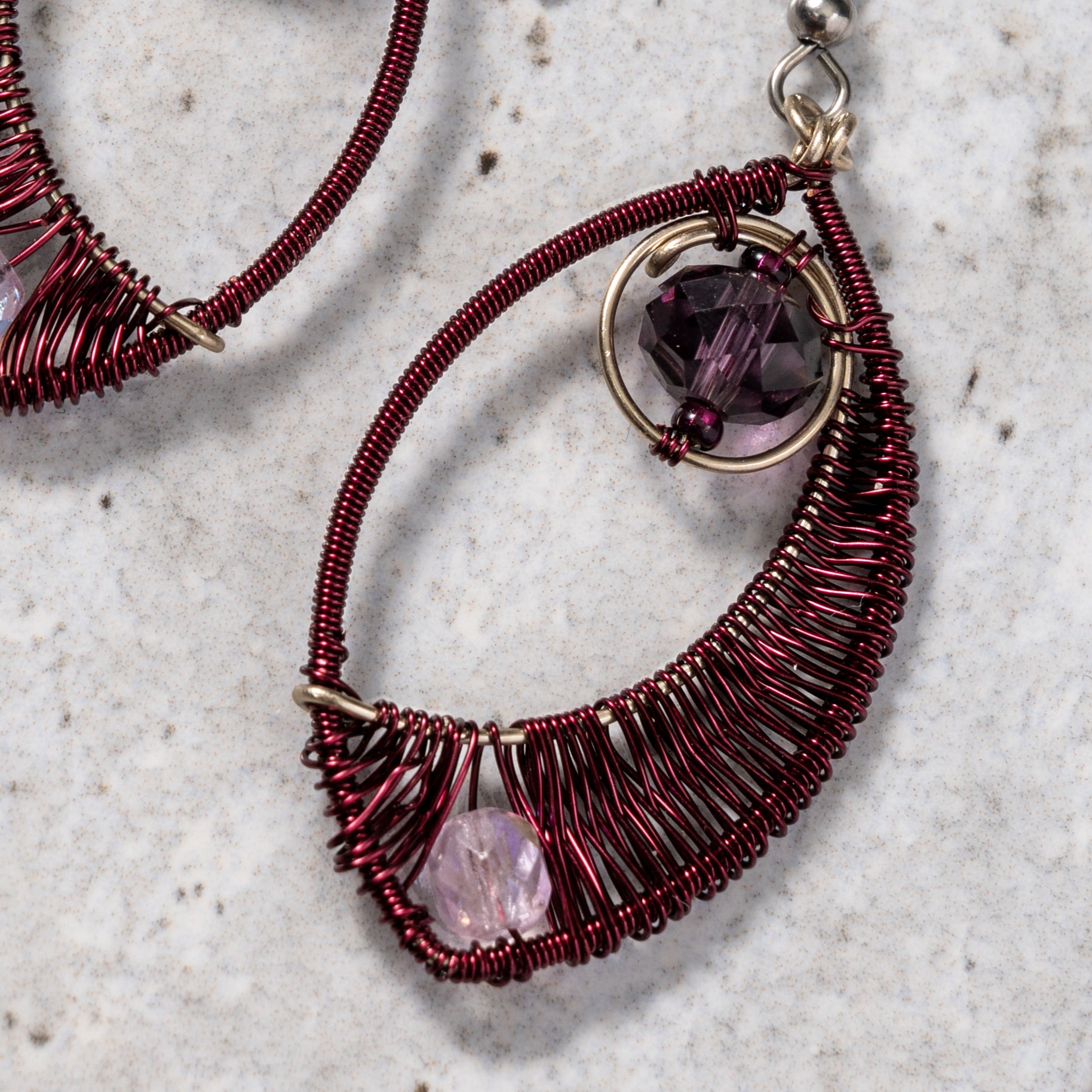 Ojo Purple Wire Wrapped Earrings - Ten Thousand Villages