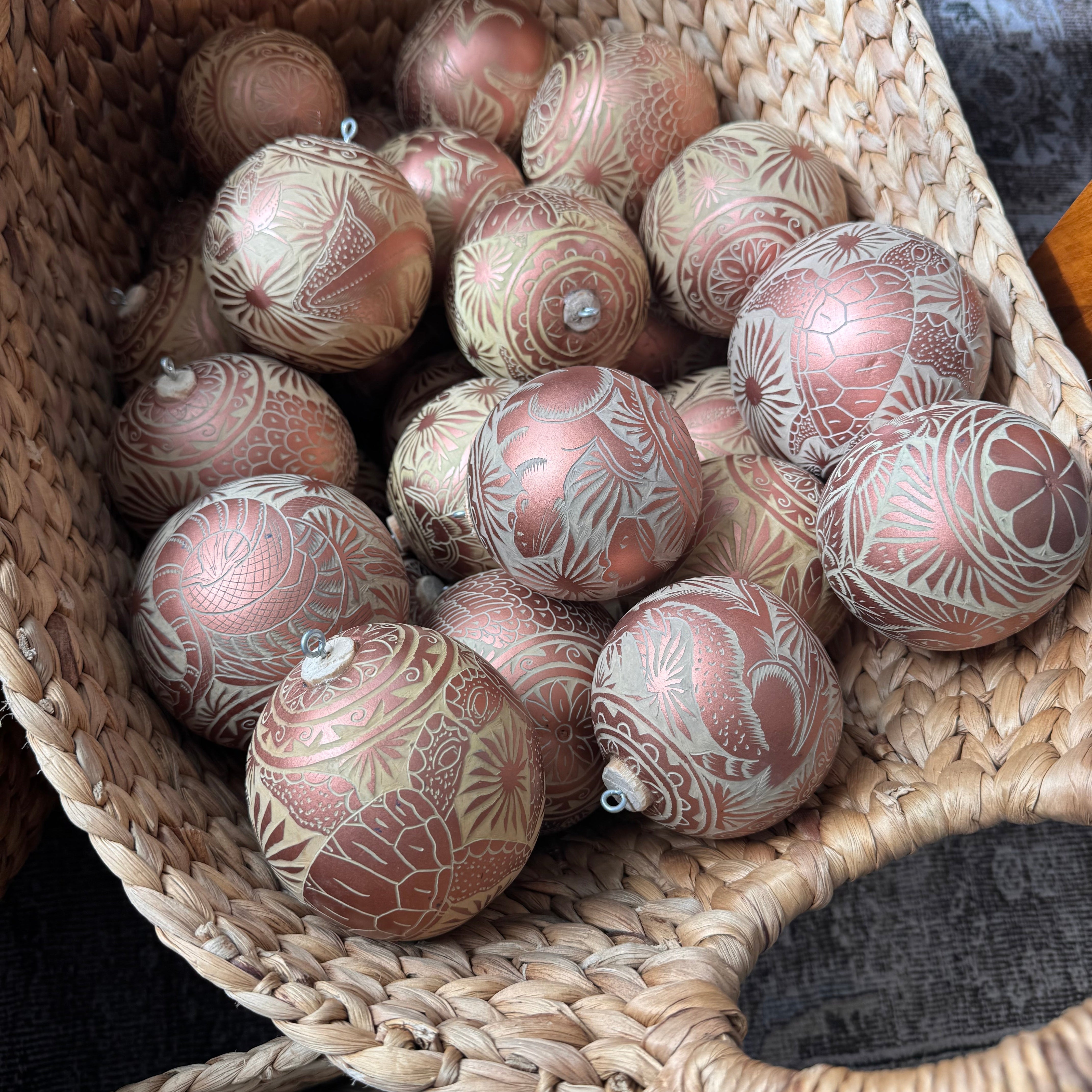 Bronce Etched Ball Ornament - Ten Thousand Villages