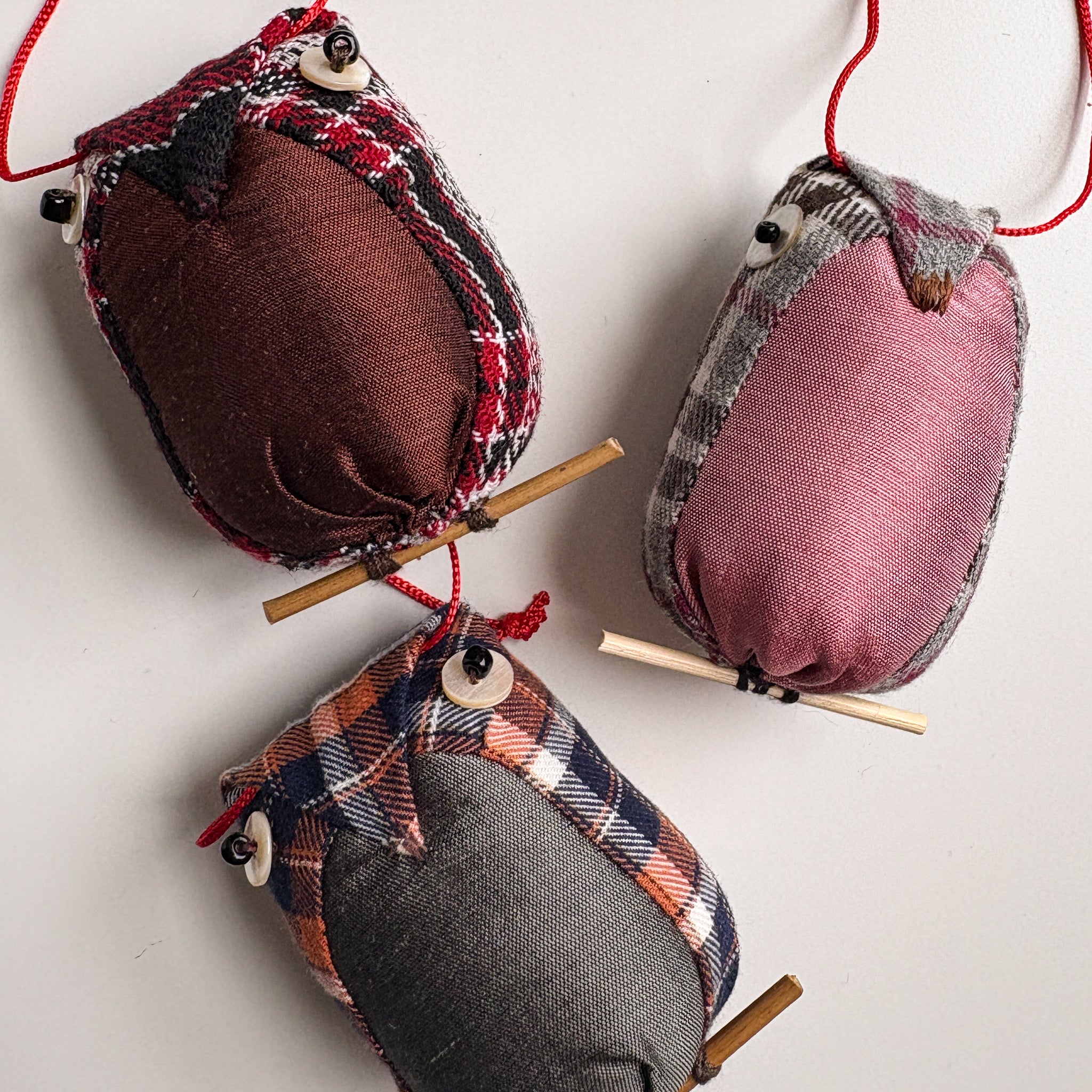 Khon Plaid Owl Ornament - Ten Thousand Villages