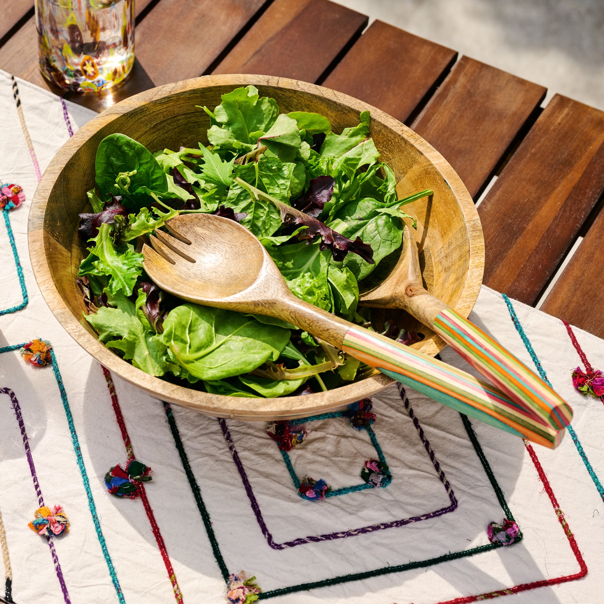 Striped Mango Wood Salad Servers - Ten Thousand Villages