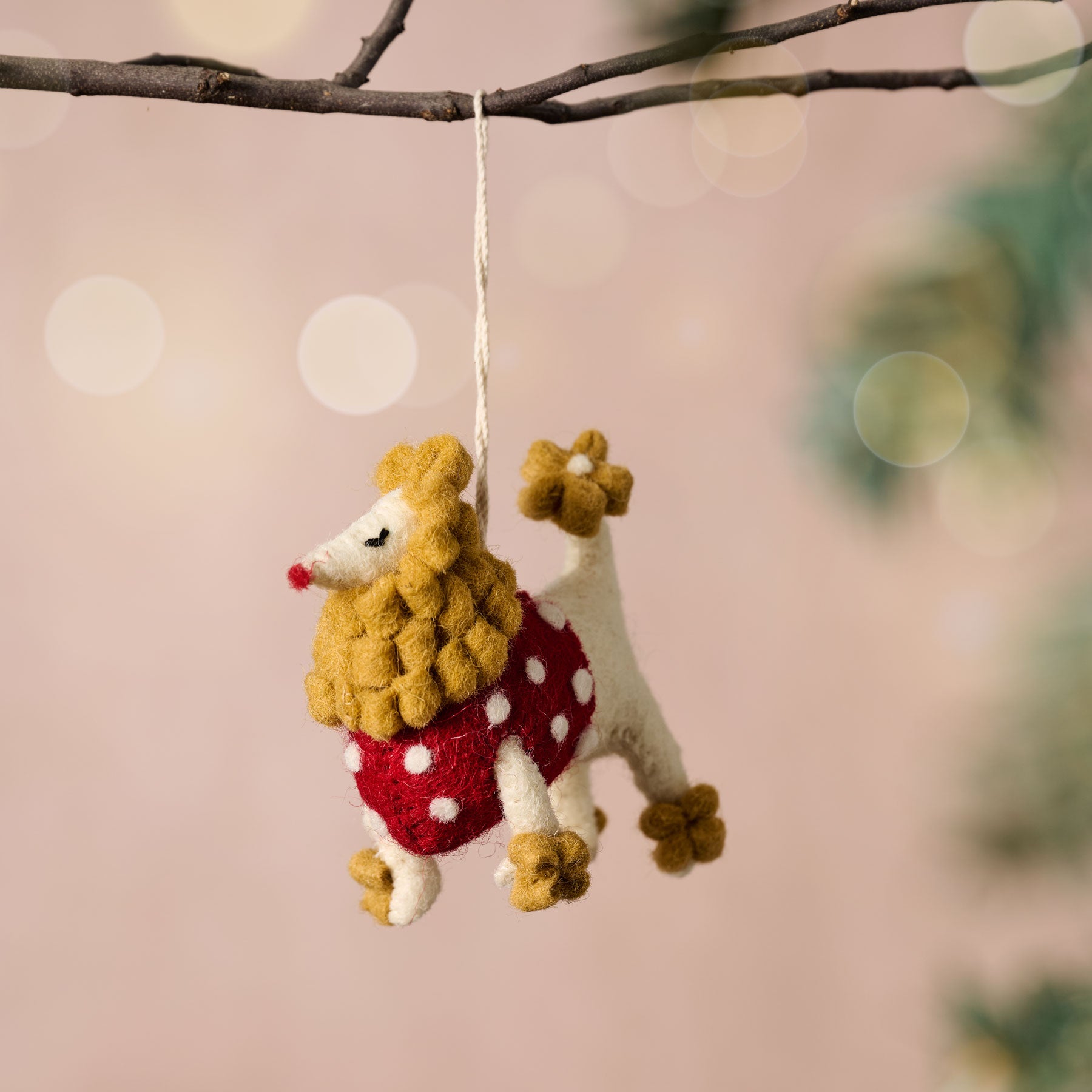 Pyaara Poodle Wool Ornament - Ten Thousand Villages
