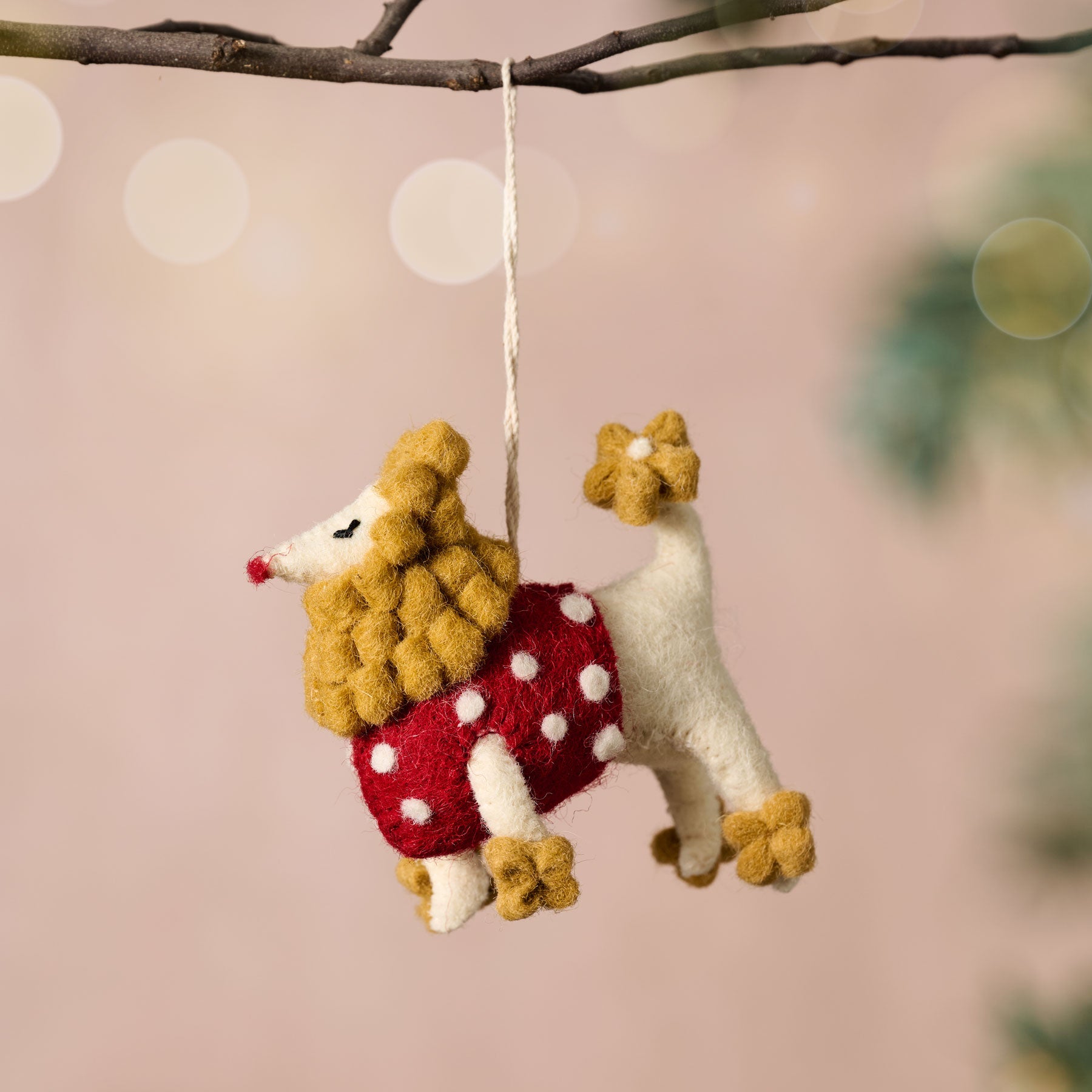 Pyaara Poodle Wool Ornament - Ten Thousand Villages