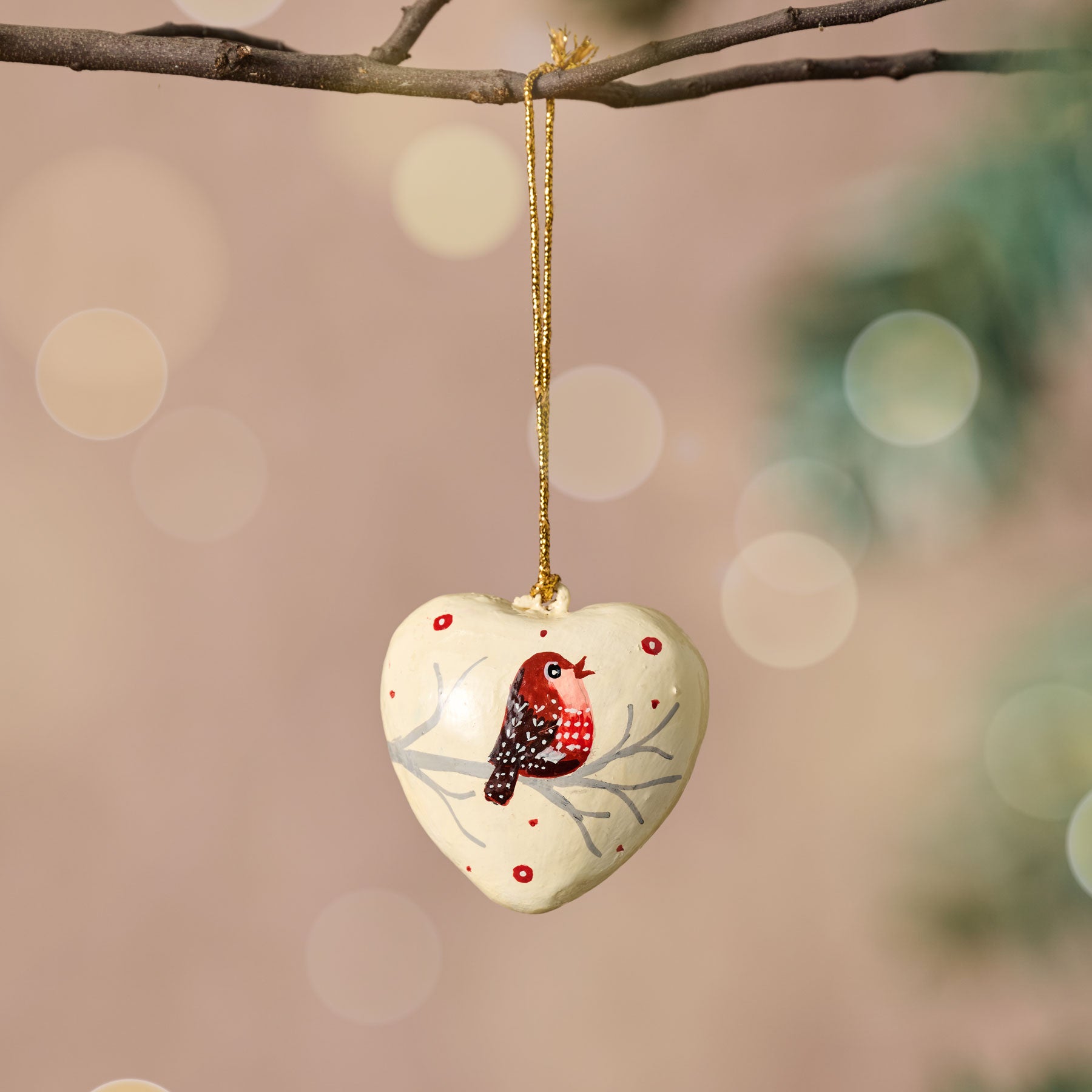 Gayan Lovebird Paper Mache Ornament - Ten Thousand Villages