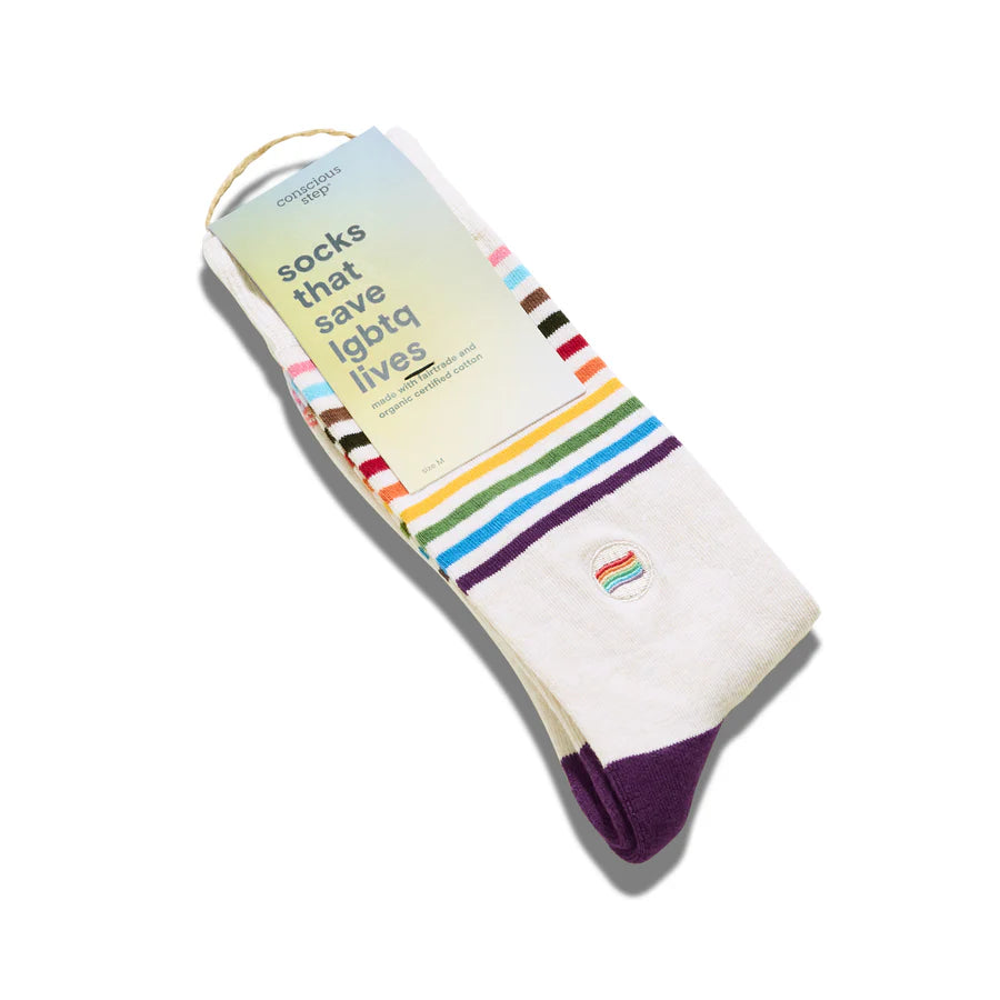 Socks That Save LGBTQ - Cream Medium - Ten Thousand Villages