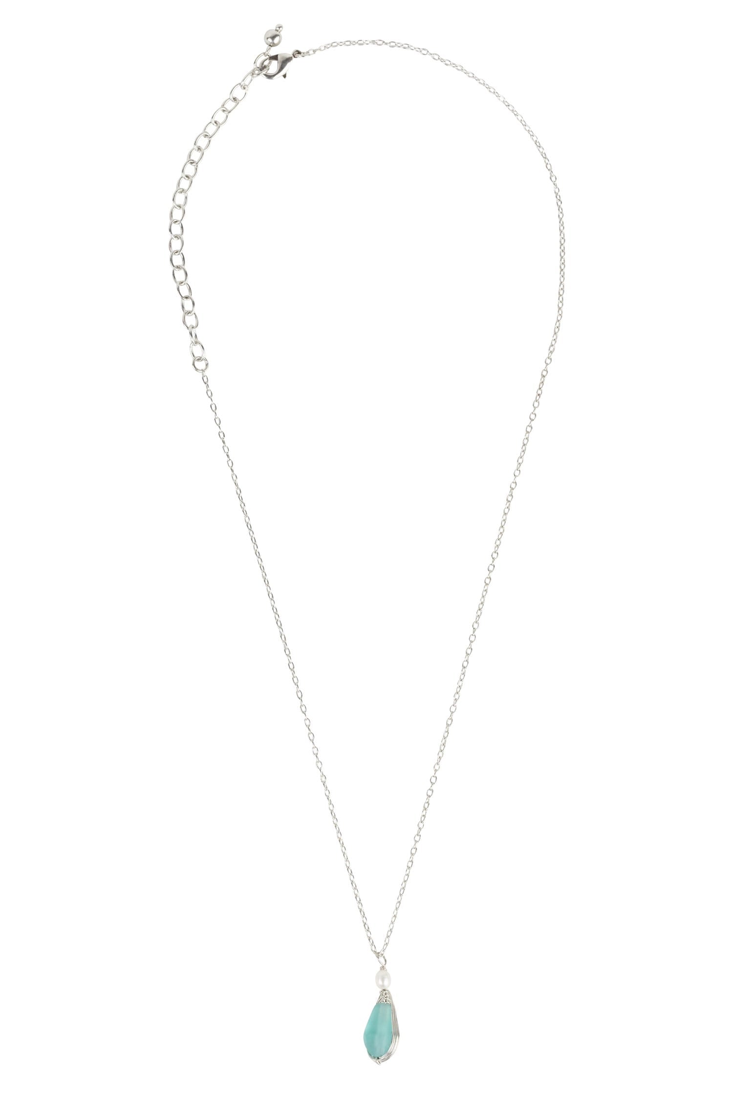 Aqua Pearl Silver Pendant Necklace - Ten Thousand Villages